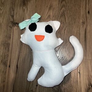 Sanrio White and Black Stuffed Cat with Bow